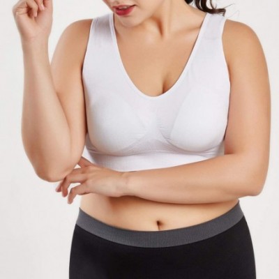 Bras Women's Cross Front Soild Plus Size Ultra-Thin Large Sports Bra Full Bra Cup Tops One-Pack - White(1 Pc) - CP18WL3GMWL