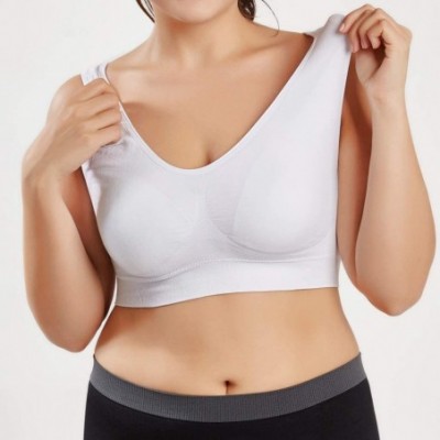 Bras Women's Cross Front Soild Plus Size Ultra-Thin Large Sports Bra Full Bra Cup Tops One-Pack - White(1 Pc) - CP18WL3GMWL