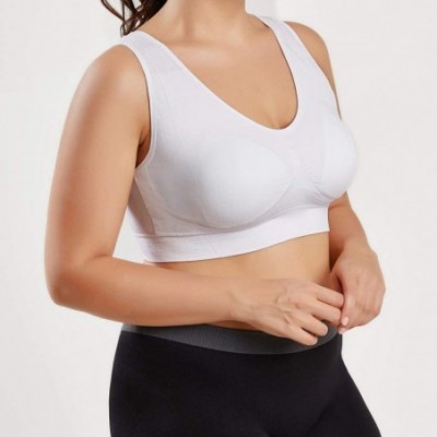 Bras Women's Cross Front Soild Plus Size Ultra-Thin Large Sports Bra Full Bra Cup Tops One-Pack - White(1 Pc) - CP18WL3GMWL