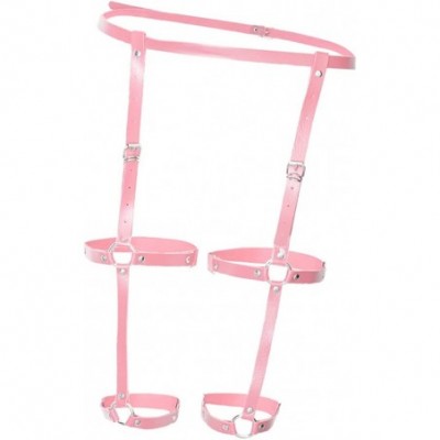 Garters & Garter Belts Women's Harajuku Leather Leg Caged Harness Waist Garter Belt - Pink- 110cm - CD198QNNYNS