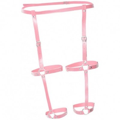 Garters & Garter Belts Women's Harajuku Leather Leg Caged Harness Waist Garter Belt - Pink- 110cm - CD198QNNYNS