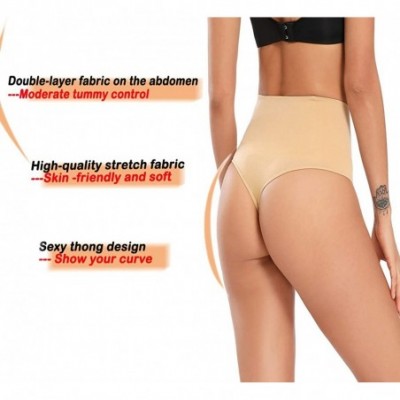 Shapewear Tummy Control Shapewear Thong Seamless Body Shaper Underwear Tummy Slimmer Shapewear High Waist Thong Panties - Bei...