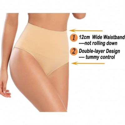 Shapewear Tummy Control Shapewear Thong Seamless Body Shaper Underwear Tummy Slimmer Shapewear High Waist Thong Panties - Bei...