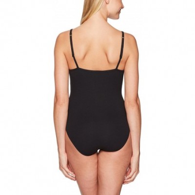 Shapewear Women's Ribbed Crisscross Bodysuit - Black - C0183XXIWHT