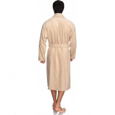 Robes Men's Robe- Turkish Cotton Terry Shawl Bathrobe - Creme Brulee - CC185XHSM7T