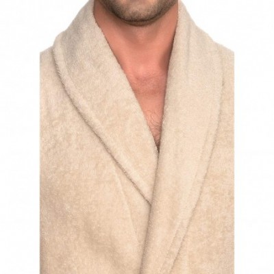 Robes Men's Robe- Turkish Cotton Terry Shawl Bathrobe - Creme Brulee - CC185XHSM7T