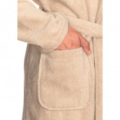 Robes Men's Robe- Turkish Cotton Terry Shawl Bathrobe - Creme Brulee - CC185XHSM7T