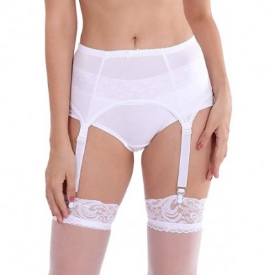 Garters & Garter Belts Smooth Retro Style Garter Belt SoftHandfeel 4 Straps White Suspender Belt Metal Clips - White - C418XO...