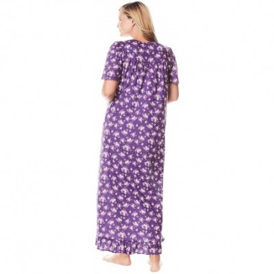 Nightgowns & Sleepshirts Women's Plus Size Long Floral Print Cotton Gown Pajamas - Pink Ditsy (0158) - CL197CLXYG0