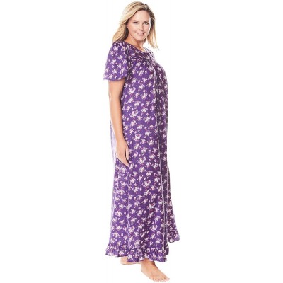 Nightgowns & Sleepshirts Women's Plus Size Long Floral Print Cotton Gown Pajamas - Pink Ditsy (0158) - CL197CLXYG0