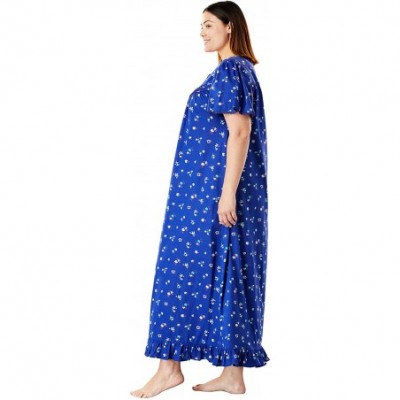 Nightgowns & Sleepshirts Women's Plus Size Long Floral Print Cotton Gown Pajamas - Pink Ditsy (0158) - CL197CLXYG0