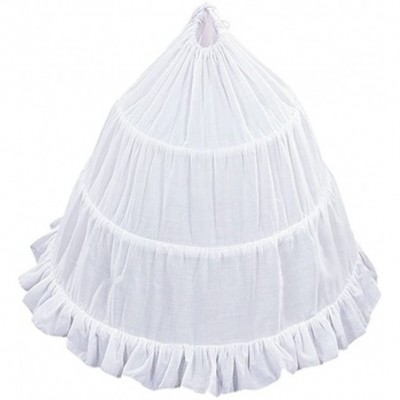 Slips Adjustable Girls Cotton 3-Hoop Flower Girl Crinoline Petticoat Skirt - White - CB11FTNIJD5