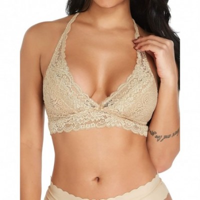 Bras Women Lace Wireless Plus Size Minimizer Bra Full Coverage Vest Bras - A-beige - CA18HZMMK9E