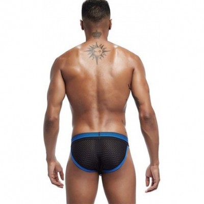 Briefs 4PCS/Packs Sexy Men Underwear Men Briefs Breathable Male Panties Underpants - Blue-green-red-yellow - CN18ZXOAQ8O