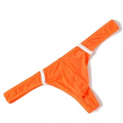 G-Strings & Thongs Premium Men's Thong G-String Underwear- Hot Men's Thong Undie- No Visible Lines. - Orange - CN18T849MCE