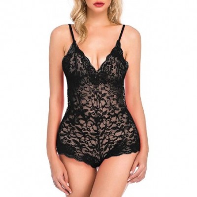 Bustiers & Corsets Babydoll Lingerie for Women New Sexy Lace Lingerie Bodysuit Jumpsuit Pajamas Teddy Sleepwear S-3XL - Black...