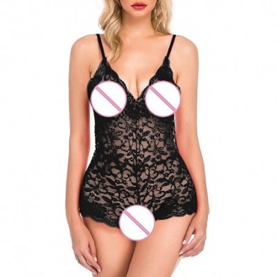 Bustiers & Corsets Babydoll Lingerie for Women New Sexy Lace Lingerie Bodysuit Jumpsuit Pajamas Teddy Sleepwear S-3XL - Black...