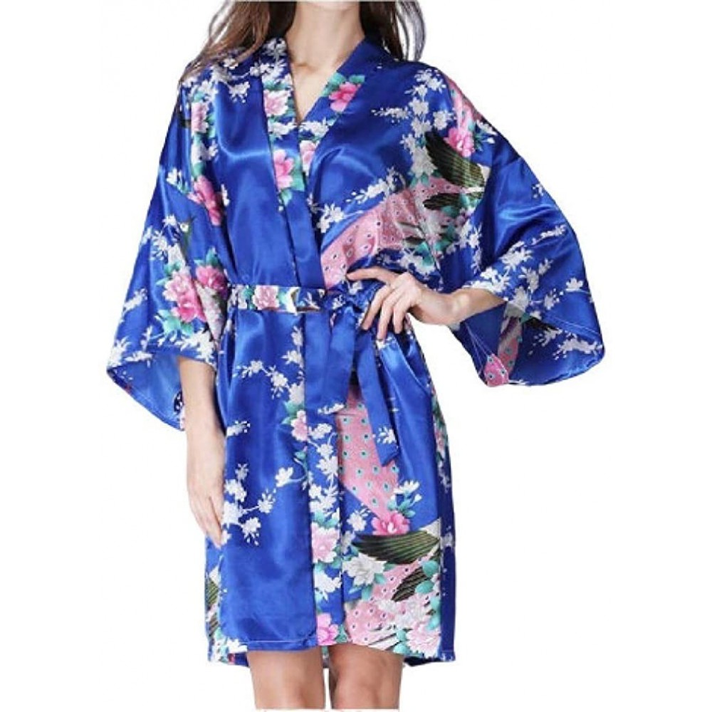 Tops Women's Kimono Floral Print with Belt Mid-Length Regular Fit PJ Sleepwear - 1 - CD19876YK2G