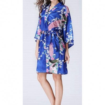 Tops Women's Kimono Floral Print with Belt Mid-Length Regular Fit PJ Sleepwear - 1 - CD19876YK2G