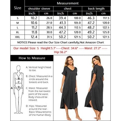 Nightgowns & Sleepshirts Nightgown Women Comfy Loungewear Short Sleeve Nightshirts Casual V Neck Sleepwear - Black - C918SQEMI7T