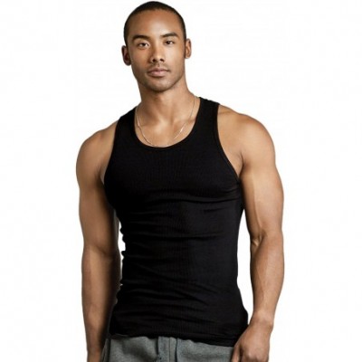 Undershirts Undershirt - Men's Sleeveless Undershirt A-Shirts - Black (2pk) - C4186AC8TAD