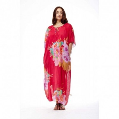 Nightgowns & Sleepshirts Women's Printed Cotton Caftan - Red - CO192RGA26K