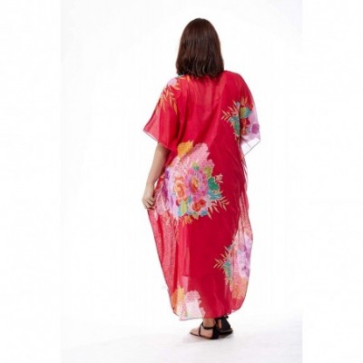 Nightgowns & Sleepshirts Women's Printed Cotton Caftan - Red - CO192RGA26K