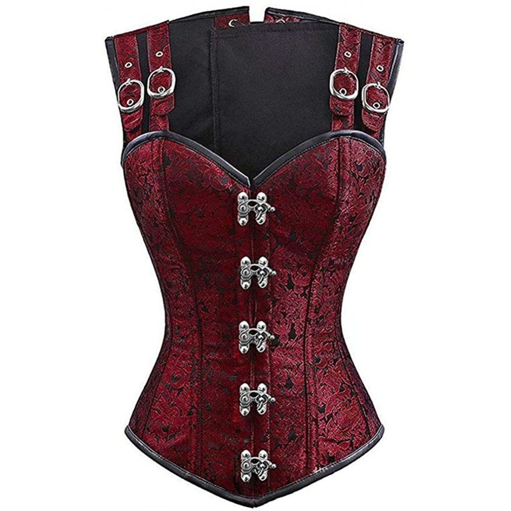 Bustiers & Corsets Women's Steampunk Corset Top Waist Training Bustier Body Shaper - B-red - CN18KL07GME