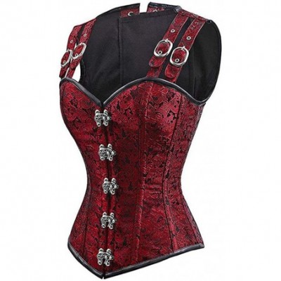 Bustiers & Corsets Women's Steampunk Corset Top Waist Training Bustier Body Shaper - B-red - CN18KL07GME