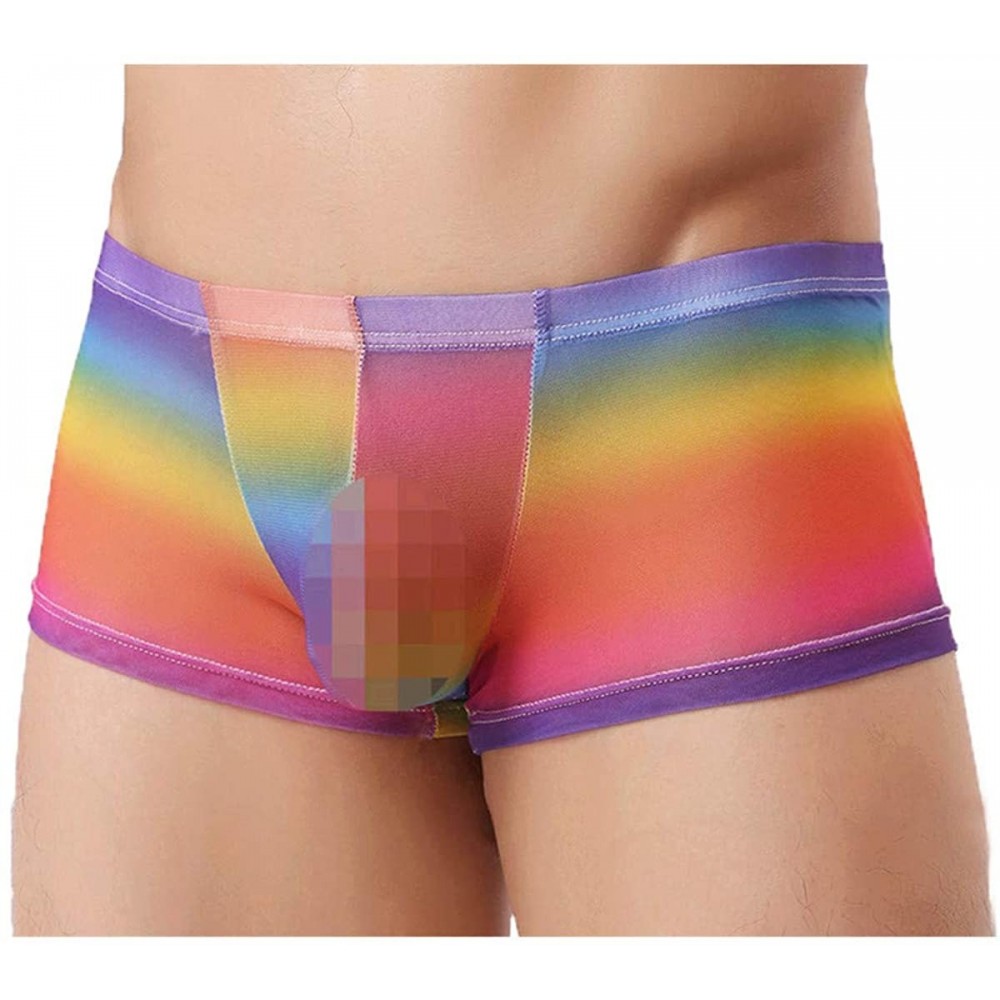 Briefs Men's Sexy Mesh Perspective Briefs Thin Funny Bikini Briefs Underwear Bulge Pouch Shorts Underpants - Multicolor - CV1...