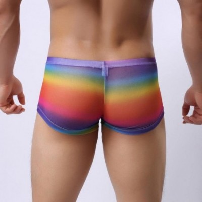 Briefs Men's Sexy Mesh Perspective Briefs Thin Funny Bikini Briefs Underwear Bulge Pouch Shorts Underpants - Multicolor - CV1...