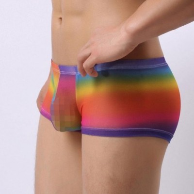 Briefs Men's Sexy Mesh Perspective Briefs Thin Funny Bikini Briefs Underwear Bulge Pouch Shorts Underpants - Multicolor - CV1...