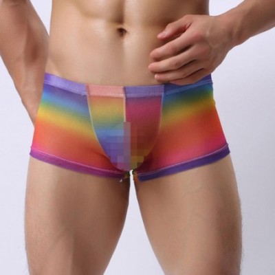 Briefs Men's Sexy Mesh Perspective Briefs Thin Funny Bikini Briefs Underwear Bulge Pouch Shorts Underpants - Multicolor - CV1...