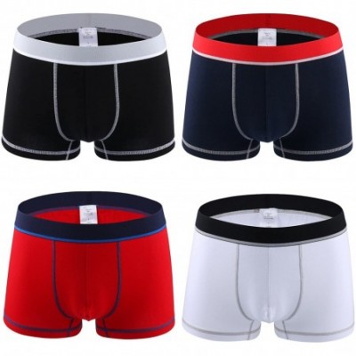 Boxer Briefs Men's 4-Pack Cotton-Stretch Low-Rise Trunk(XL-3XL) - Black/White/Blue - CI18M53MAM6