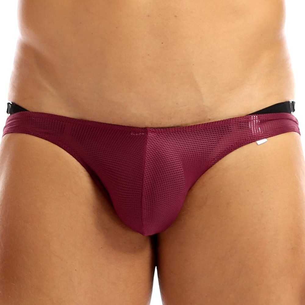 G-Strings & Thongs Men's Open Back Jockstrap Breathable Mesh Bikini G-String Thong Jockstrap Underpants - Wine Red - C918DZS9L5Y