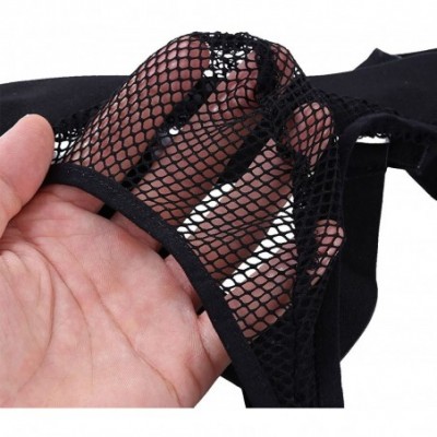 G-Strings & Thongs Men's Stretchy Jockstrap Open Butt Briefs Fishnet Bikini Briefs Underwear - CY18EUYC9QR