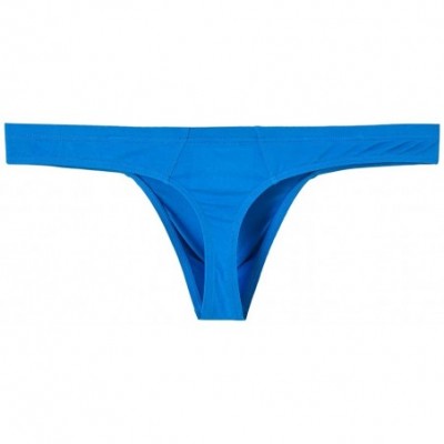 G-Strings & Thongs Bamboo Mens Thong Underwear Sexy Thong G-String Male Butt-Flaunting T-Back - Blue 1 Pack - CN18Z3Z4SUX