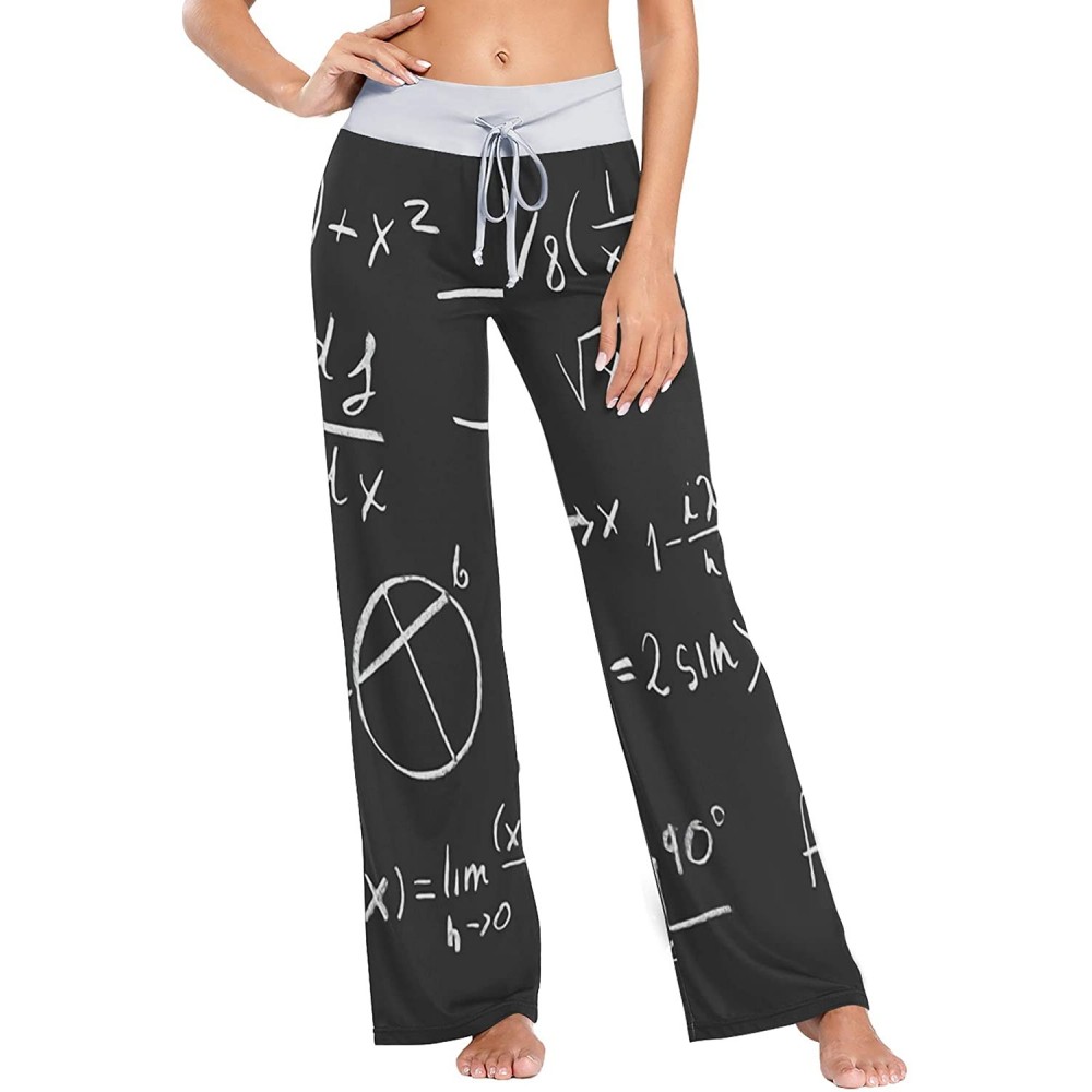 Bottoms Mathematical Digital Graphics Women Loose Palazzo Casual Drawstring Sleepwear Print Yoga Pants - CB19D8TA8SR