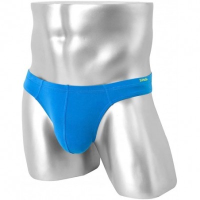 G-Strings & Thongs Bamboo Mens Thong Underwear Sexy Thong G-String Male Butt-Flaunting T-Back - Blue 1 Pack - CN18Z3Z4SUX