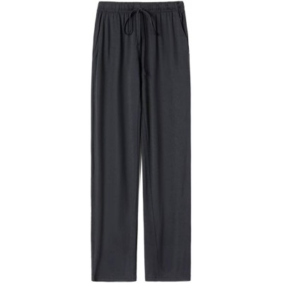 Sleep Bottoms Men's Cotton Jersey Pajama Lounge Sleep Pants - Black - C4192TK0IM2