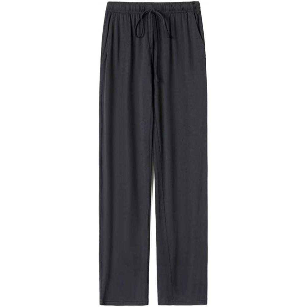 Sleep Bottoms Men's Cotton Jersey Pajama Lounge Sleep Pants - Black - C4192TK0IM2