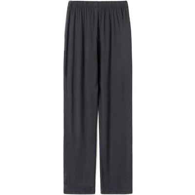 Sleep Bottoms Men's Cotton Jersey Pajama Lounge Sleep Pants - Black - C4192TK0IM2