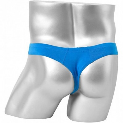 G-Strings & Thongs Bamboo Mens Thong Underwear Sexy Thong G-String Male Butt-Flaunting T-Back - Blue 1 Pack - CN18Z3Z4SUX