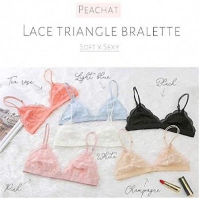 Bras Lace Bralettes for Women Floral Adjustable Thin Strap V Neck Hook Eye Unpadded Triangle Bralette Wire Free Bra - 4 Pack(...