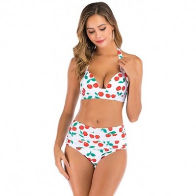 Thermal Underwear Women High Waist Bikini Push Up Bikinis Print Swimsuit Female Beachwear Swimwear - A8-white - CY1962GMGQL