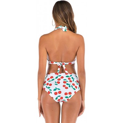 Thermal Underwear Women High Waist Bikini Push Up Bikinis Print Swimsuit Female Beachwear Swimwear - A8-white - CY1962GMGQL