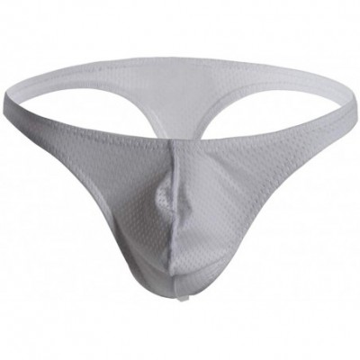 Briefs Mens Thongs- Sexy G-String Bikini Briefs Bulge Pouch Soft Breathable Hot Underwear for Men - White - CQ18NTLES69