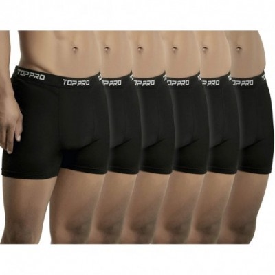 Boxer Briefs Men's Pack of Top Pro Waistband Stretch Boxer Briefs - Trunks - 6-pack - Black - CX18DHCX67S