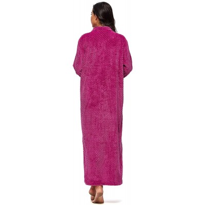 Robes Unisex Warm Soft Fleece Hooded Bathrobes- Plush Robes for Women and Men with Pockets - Rose - CS18I32A8S7