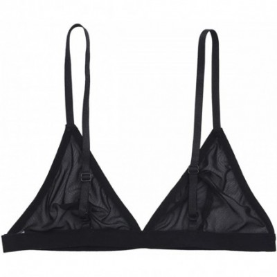 Bras Women's Lingerie Mesh Sheer See Through Unlined Bra Underwear - Black - C0189O4ZXWT